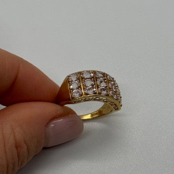 925 Sterling Silver Gold Plated Morganite Ring Size 6.5