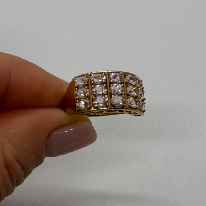 925 Sterling Silver Gold Plated Morganite Ring Size 6.5