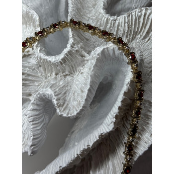 925 Sterling Silver Gold Plated Garnet Bracelet Length 7.5