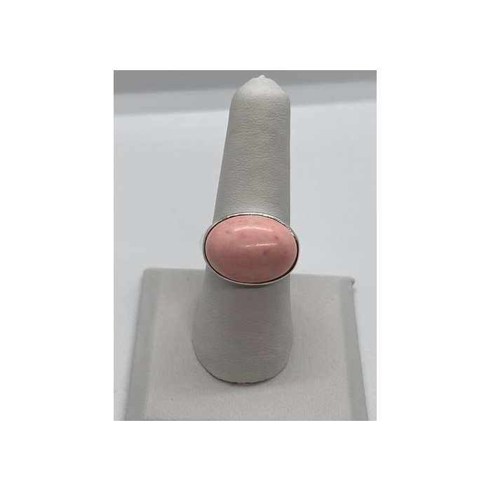 925 Sterling Silver & Pink Agate Ring Size 7.5