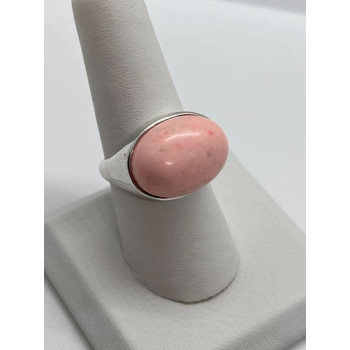 925 Sterling Silver & Pink Agate Ring Size 7.5