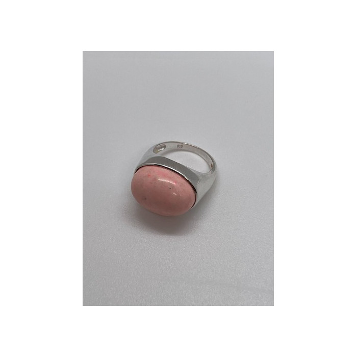 925 Sterling Silver & Pink Agate Ring Size 7.5
