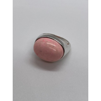 925 Sterling Silver & Pink Agate Ring Size 7.5