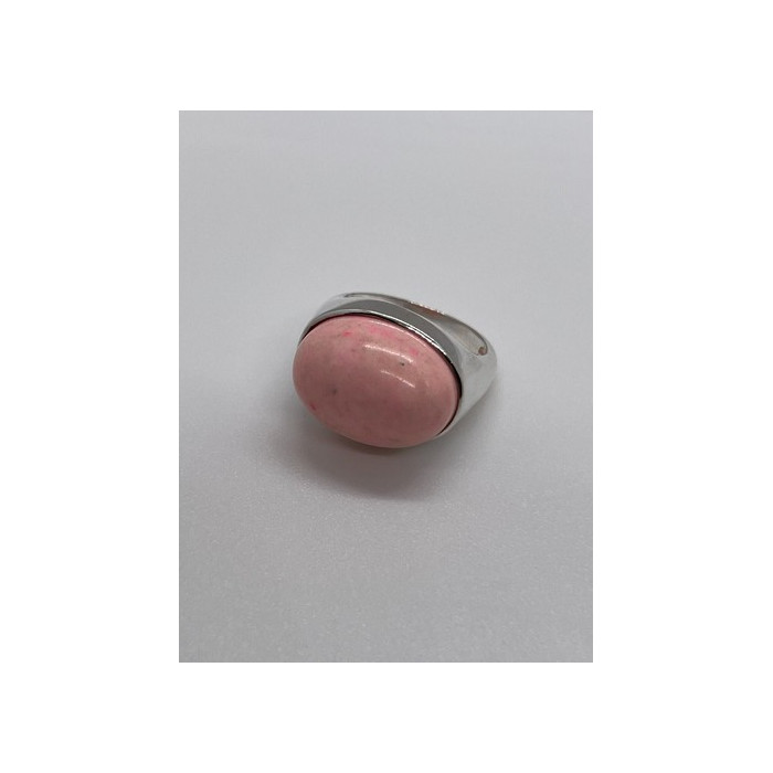 925 Sterling Silver & Pink Agate Ring Size 7.5