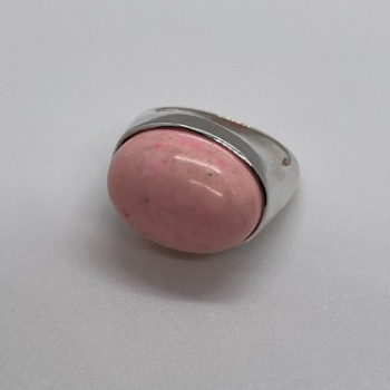 925 Sterling Silver & Pink Agate Ring Size 7.5