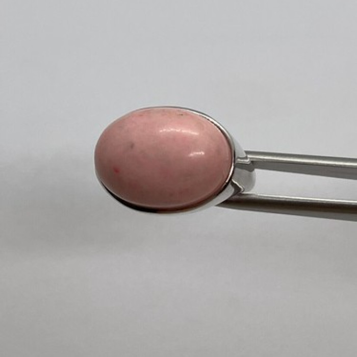 925 Sterling Silver & Pink Agate Ring Size 7.5