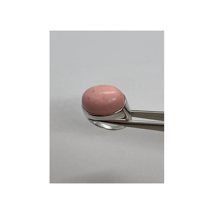 925 Sterling Silver & Pink Agate Ring Size 7.5