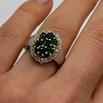 925 Sterling Silver Emerald Ring Size 6