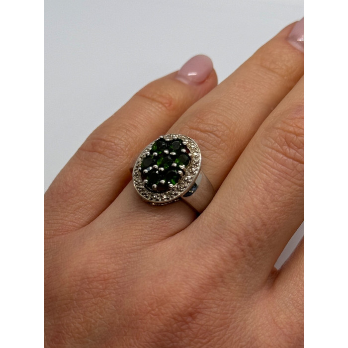 925 Sterling Silver Emerald Ring Size 6