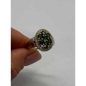 925 Sterling Silver Emerald Ring Size 6