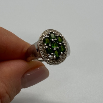 925 Sterling Silver Emerald Ring Size 6