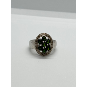 925 Sterling Silver Emerald Ring Size 6
