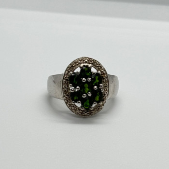 925 Sterling Silver Emerald Ring Size 6
