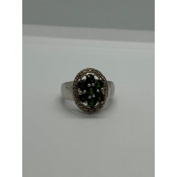 925 Sterling Silver Emerald Ring Size 6