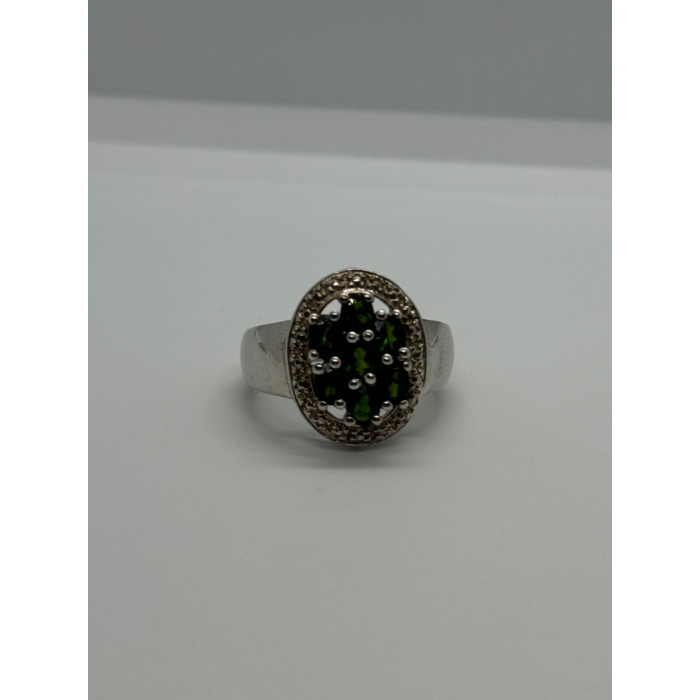 925 Sterling Silver Emerald Ring Size 6