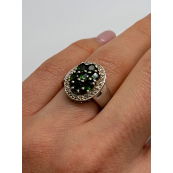 925 Sterling Silver Emerald Ring Size 6