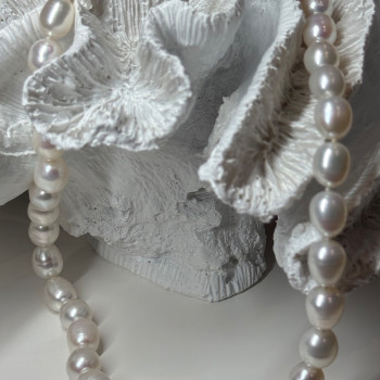 925 Sterling Silver Freshwater Pearls Necklace Length 18 IN