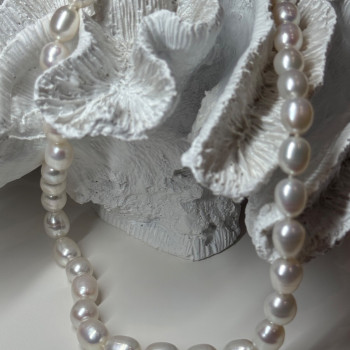 925 Sterling Silver Freshwater Pearls Necklace Length 18 IN