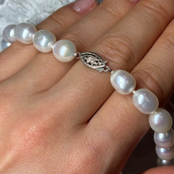 925 Sterling Silver Freshwater Pearls Necklace Length 18 IN