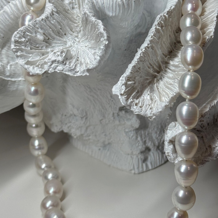 925 Sterling Silver Freshwater Pearls Necklace Length 18 IN