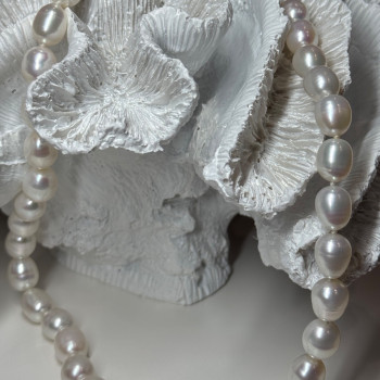 925 Sterling Silver Freshwater Pearls Necklace Length 18 IN