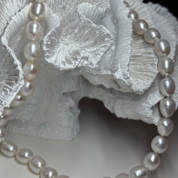 925 Sterling Silver Freshwater Pearls Necklace Length 18 IN