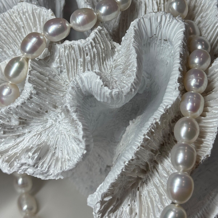 925 Sterling Silver Freshwater Pearls Necklace Length 18 IN