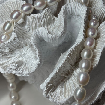 925 Sterling Silver Freshwater Pearls Necklace Length 18 IN