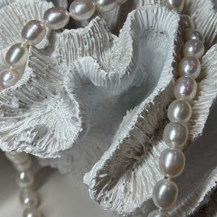 925 Sterling Silver Freshwater Pearls Necklace Length 18 IN