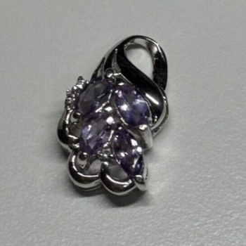 925 Sterling Silver Tanzanite & Diamond Pendant