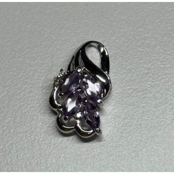 925 Sterling Silver Tanzanite & Diamond Pendant