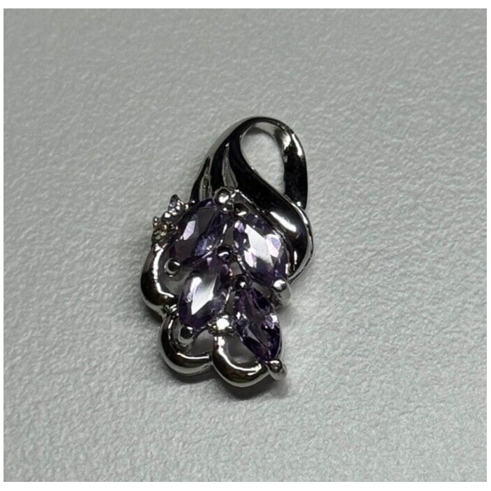 925 Sterling Silver Tanzanite & Diamond Pendant