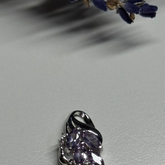 925 Sterling Silver Tanzanite & Diamond Pendant