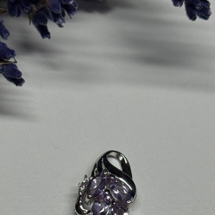 925 Sterling Silver Tanzanite & Diamond Pendant