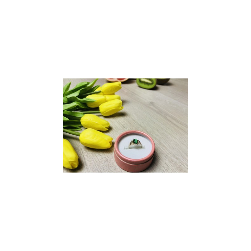 925 Sterling Silver Green Agate Ring Size 6.5