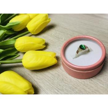 925 Sterling Silver Green Agate Ring Size 6.5