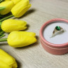 925 Sterling Silver Green Agate Ring Size 6.5