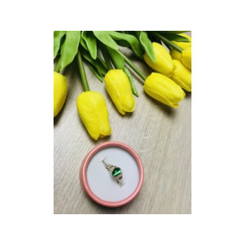 925 Sterling Silver Green Agate Ring Size 6.5