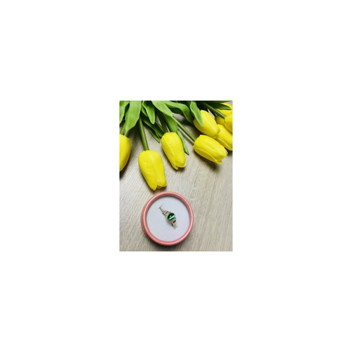 925 Sterling Silver Green Agate Ring Size 6.5