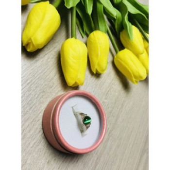 925 Sterling Silver Green Agate Ring Size 6.5