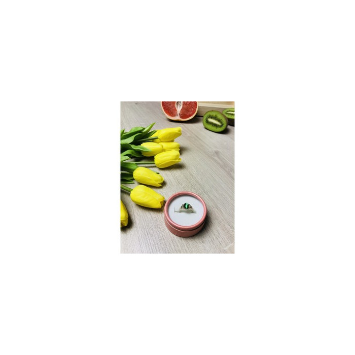 925 Sterling Silver Green Agate Ring Size 6.5