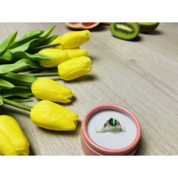 925 Sterling Silver Green Agate Ring Size 6.5