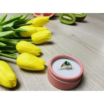 925 Sterling Silver Green Agate Ring Size 6.5