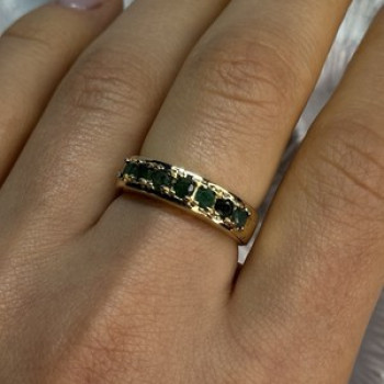 925 Sterling Silver Gold Plated Emerald Ring Size 8