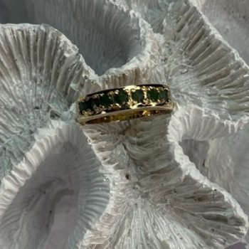 925 Sterling Silver Gold Plated Emerald Ring Size 8