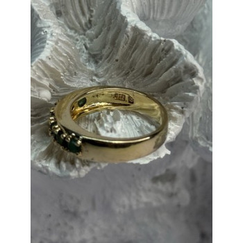 925 Sterling Silver Gold Plated Emerald Ring Size 8