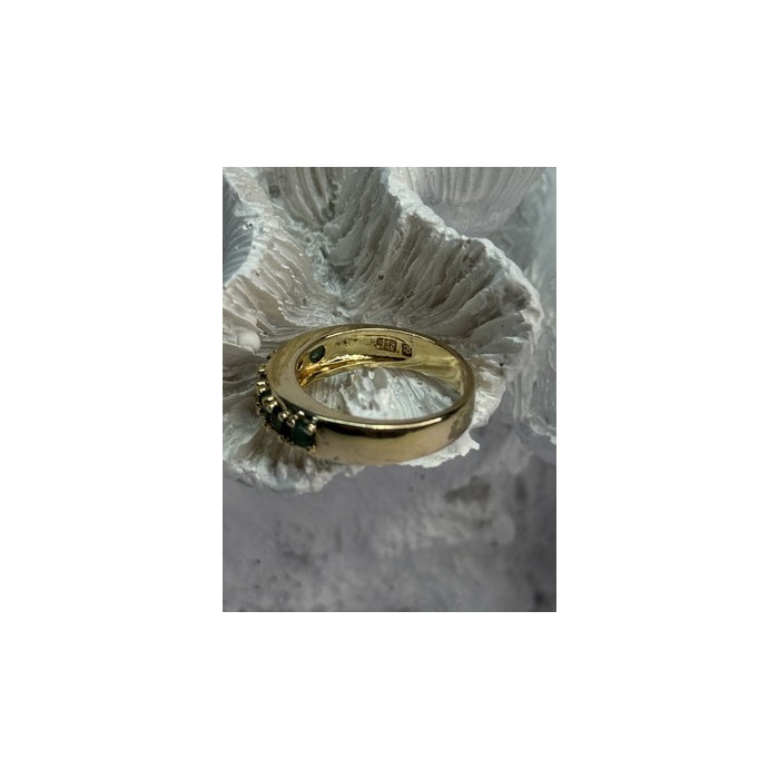 925 Sterling Silver Gold Plated Emerald Ring Size 8