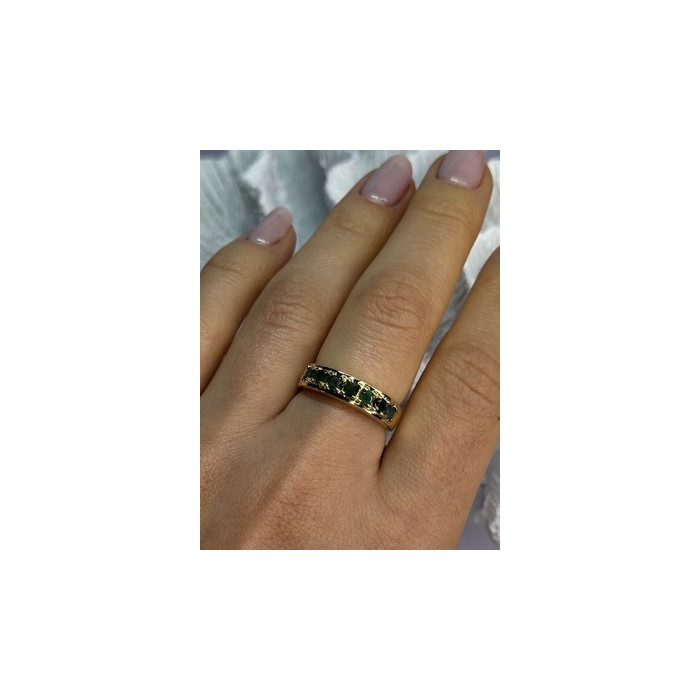 925 Sterling Silver Gold Plated Emerald Ring Size 8