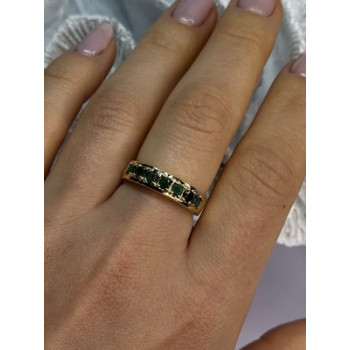 925 Sterling Silver Gold Plated Emerald Ring Size 8