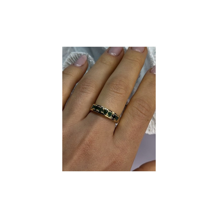 925 Sterling Silver Gold Plated Emerald Ring Size 8